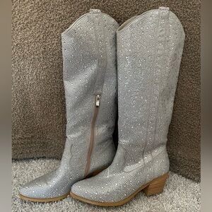 Elegant Silver Heeled Boots
